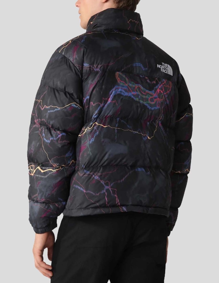 Caçadora THE NORTH FACE 1996 retro nuptse jacket tnf black trail glow print